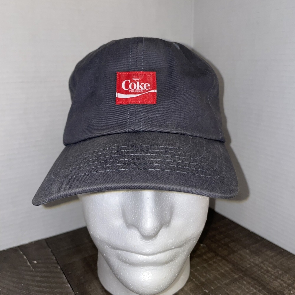 Coca-Cola Coke Brixton Hat Low Profile Cap Leather Strap‎ Back Washed Black